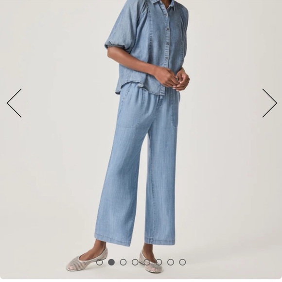 $168 Splendid Angie Indigo Pant Sz L cropped wide leg super soft & lightweight - Picture 3 of 14